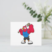 Papegaai bij honkbal met honkbalknuppel briefkaart (Staand voorkant)