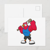 Papegaai bij honkbal met honkbalknuppel briefkaart (Voorkant / Achterkant)
