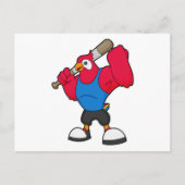 Papegaai bij honkbal met honkbalknuppel briefkaart (Voorkant)