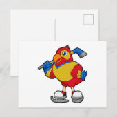 Papegaai bij ijshockey met ijshockeystick briefkaart (Voorkant / Achterkant)