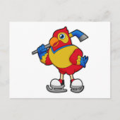 Papegaai bij ijshockey met ijshockeystick briefkaart (Voorkant)