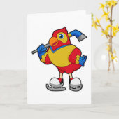 Papegaai bij ijshockey met ijshockeystick kaart (Gele Bloem)