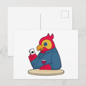 Papegaai bij Poker met Pokerkaarten Briefkaart (Voorkant / Achterkant)