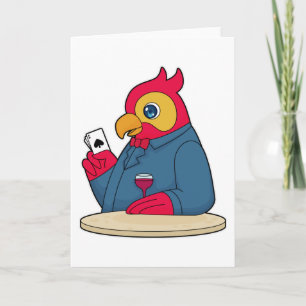 Papegaai bij Poker met Pokerkaarten Kaart