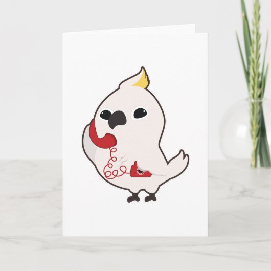 Papegaai bij telefoon met telefoonhoorn kaart (Voorkant)