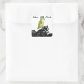 Papegaai Biker Chick op Vierkante Sticker (Tas)