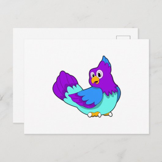 Papegaai blauw briefkaart (Voorkant / Achterkant)