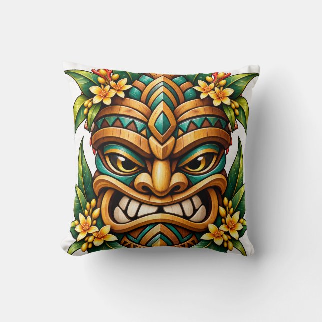 Papegaai Bloom Tiki Kussen (Voorkant)
