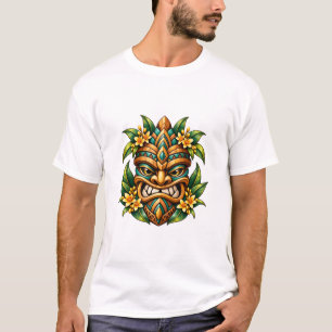 Papegaai Bloom Tiki Masker T-shirt
