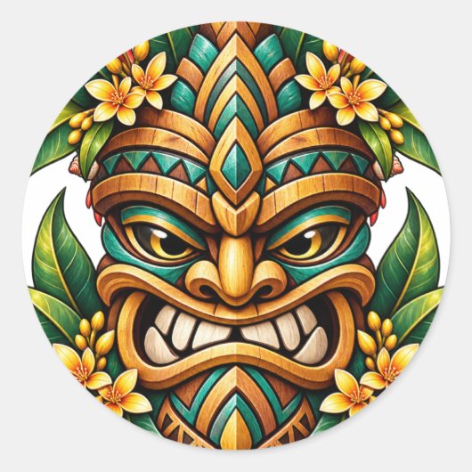 Papegaai Bloom Tiki Sticker (Voorkant)