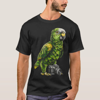 Papegaai Cameratekening Vogel Grafisch Dier Kunstw T-shirt