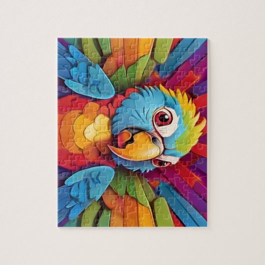 Papegaai, cartoon, kleurrijk legpuzzel (Verticaal)