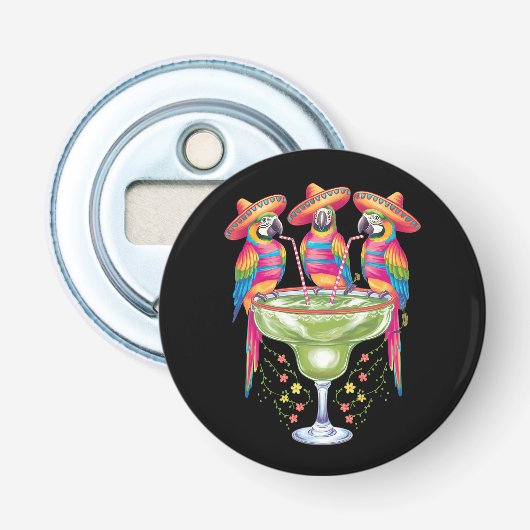 Papegaai Cinco De Mayo Grappig Drinken Mexicaans F Button Flesopener (Voorkant)