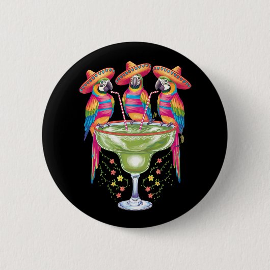 Papegaai Cinco De Mayo Grappig Drinken Mexicaans F Ronde Button 5,7 Cm (Voorkant)