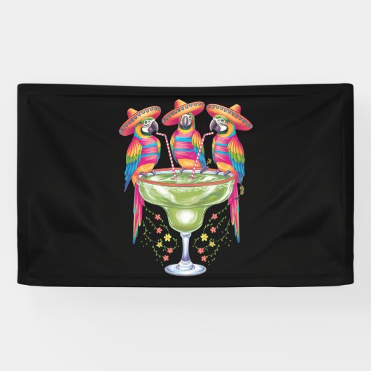 Papegaai Cinco De Mayo Grappig Drinken Mexicaanse Spandoek (Horizontaal)