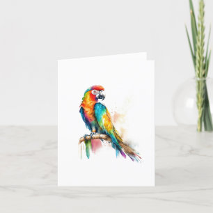 Papegaai D Vogelportret in Waterverven & Pen Feestdagen Kaart