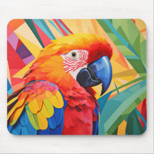 Papegaai Dier Vogel Portret Kleurrijk Schilderij Muismat