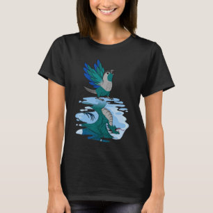 Papegaai & Draak Reflectie I Turquoise Groen Wang T-shirt