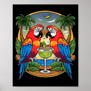 Papegaai drinkt Margarita Zomer Vrouwen Vogel Lief Poster