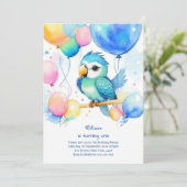 Papegaai eerste verjaardag uitnodiging (Staand voorkant)