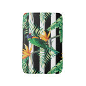 Papegaai en bloemen exotisch patroon badmat (Voorkant Verticaal)