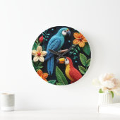 Papegaai en toekan in een bos met kralen grote klok (Huis)