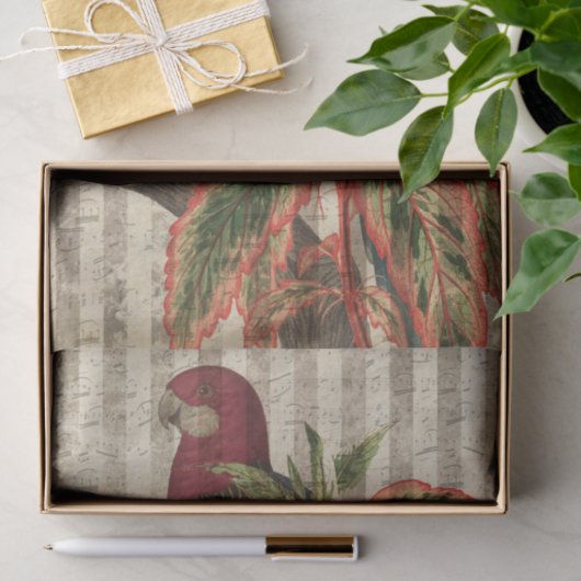 papegaai en tropische bladeren tissuepapier (Geschenk)