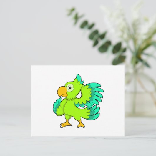 Papegaai groen briefkaart (Staand voorkant)
