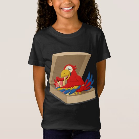 Papegaai Huisdier Eating Pizza T-shirt (Voorkant)