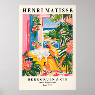 Papegaai in badkuip Kunstprint Matisse Badkamer Mu Poster