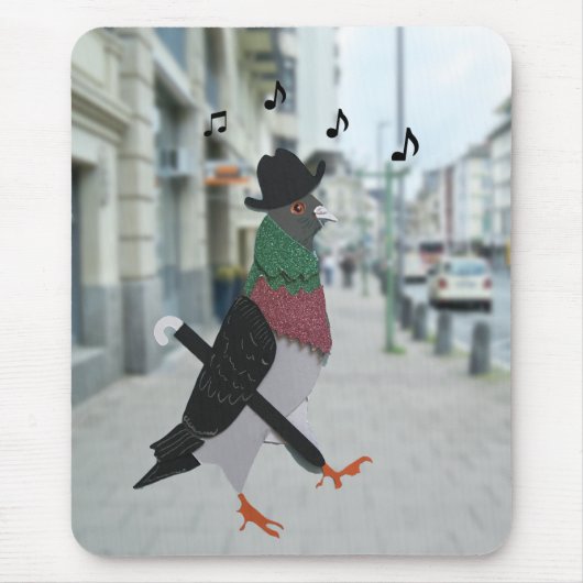Papegaai in de stad Bewerkbaar Grappig Muismat (Voorkant)