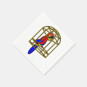 Papegaai in een kooi papieren servetten (Hoek)