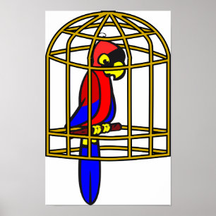 Papegaai in een kooi Poster