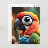 Papegaai in het Oerwoud Anime, Postcrossing Briefk Briefkaart (Voorkant / Achterkant)