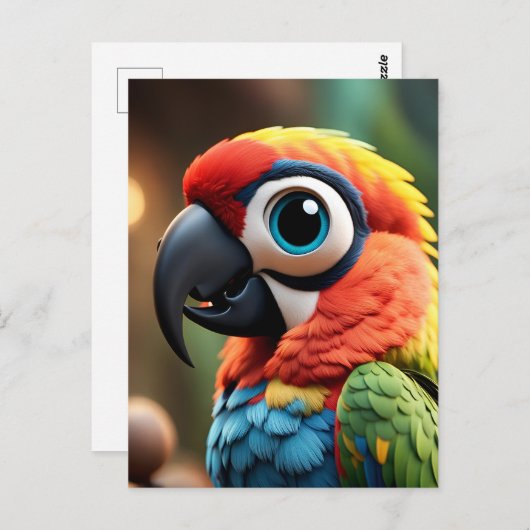 Papegaai in het Oerwoud Anime, Postcrossing Briefk Briefkaart (Voorkant / Achterkant)