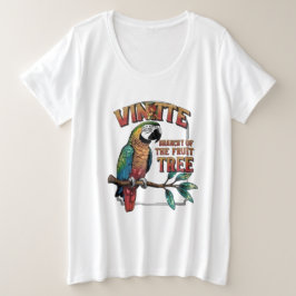 Papegaai in het paradijs op een fruittak grote maat t-shirt