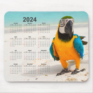 Papegaai in het Zand 2024 Kalender Muismat