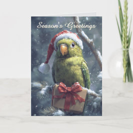Papegaai in Santa Hat Christmas Kaart