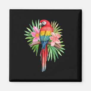 Papegaai in tropische bloemen zomer strand tiki fe magneet