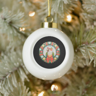 Papegaai Kerst Krans Groene Wang Conure Kerstmis Keramische Bal Ornament