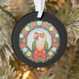 Papegaai Kerst Krans Groene Wang Conure Kerstmis Ornament