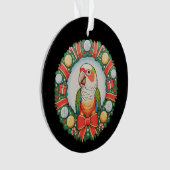 Papegaai Kerst Krans Groene Wang Conure Kerstmis Ornament (voorkant)