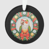 Papegaai Kerst Krans Groene Wang Conure Kerstmis Ornament (voorkant)