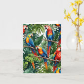 Papegaai Klein, 4" x 5,6" Gevouwen Wenskaart Kaart (Gele Bloem)