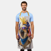 Papegaai Kookschort – Kleurrijk en Muzikaal Design Schort (Gedragen)