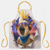 Papegaai Kookschort – Kleurrijk en Muzikaal Design Schort (Voorkant)