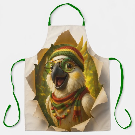Papegaai Kookschort – Vrolijk Tropisch Design Schort (Voorkant)