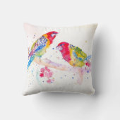 Papegaai kunst Aquarel Schilderen Aqua Kleurrijk Kussen (Achterkant)