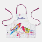 Papegaai kunst Aquarel Schilderen Rood Blauw Jonge Schort (Voorkant)