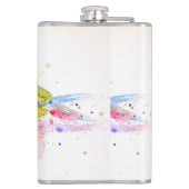 Papegaai kunst Aquarel Schilderij Rood Blauw Kleur Heupfles (Achterkant)